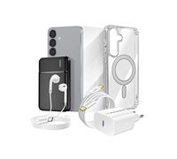 Pack Complet pour Galaxy S25 Plus Coque, Verre, Chargeur, Batterie Externe, Écouteurs (6 pièces) Mayaxess Transparent Transparent