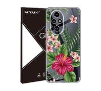 NOVAGO Compatible avec Honor 200 5G -Pack Complet- Coque Transparente Souple avec Motif imprimé + 3 Films Protection écran vitre Verre trempé 3D incurvé avec Colle fournie (Exotique)