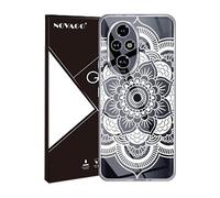NOVAGO Compatible avec Honor 200 5G -Pack Complet- Coque Transparente Souple avec Motif imprimé + 3 Films Protection écran vitre Verre trempé 3D incurvé avec Colle fournie (Rosace Blanche)