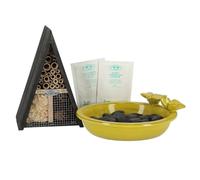 Pack Complet Pour Insectes Avec Abris + Mélanges De Fleurs + Abreuvoir - Jaune