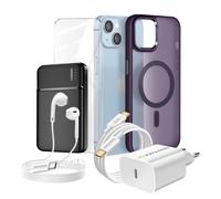 Pack Complet pour iPhone 14 Coque, Verre, Chargeur, Batterie externe, écouteurs