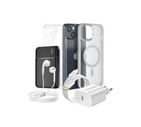 Pack Complet pour iPhone 14 Coque, Verre, Chargeur, Batterie externe, écouteurs (6 pièces) Gris
