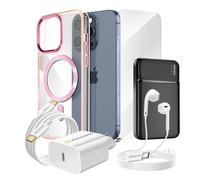 Pack Complet pour iPhone 15 Pro Coque, Verre, Chargeur, Batterie externe, écouteurs (6 pièces) Mayaxess Rose Rose