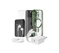 Pack Complet pour iPhone 16 Pro Max Coque, Verre, Chargeur, Batterie externe, écouteurs (6 pièces) Mayaxess Vert Vert