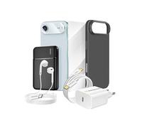 Pack Complet pour iPhone 17 Air Coque, Verre, Chargeurs, Batterie externe, écouteurs (7 pièces) Noir