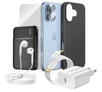 Pack Complet pour iPhone 17 Coque, Verre, Chargeurs, Batterie externe, écouteurs (7 pièces) Mayaxess Noir