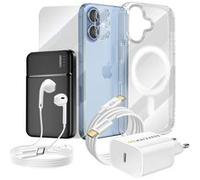 Pack Complet pour iPhone 17 Coque, Verre, Chargeurs, Batterie externe, écouteurs (7 pièces) Mayaxess Transparent Transparent