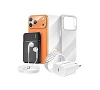 Pack Complet pour iPhone 17 Pro Coque, Verre, Chargeurs, Batterie externe, écouteurs (7 pièces) Mayaxess Transparent