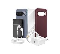 Pack Complet pour Pixel 10 Pro Coque, Verre, Chargeurs, Batterie externe, écouteurs (6 pièces) Bordeaux