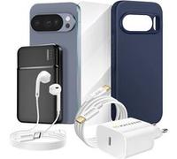 Pack Complet pour Pixel 10 Pro Coque, Verre, Chargeurs, Batterie externe, écouteurs (6 pièces) Mayaxess Bleu nuit Bleu nuit