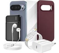 Pack Complet pour Pixel 10 Pro Coque, Verre, Chargeurs, Batterie externe, écouteurs (6 pièces) Mayaxess Bordeaux Bordeaux