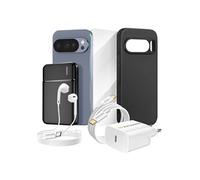 Pack Complet pour Pixel 10 Pro Coque, Verre, Chargeurs, Batterie externe, écouteurs (6 pièces) Noir