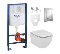 Pack complet WC Rapid SL GROHE + Cuvette Tesi Aquablade rimless + Plaque de commande Grohe Skate Chrome (GROHEAQUA-SET-BP)