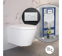 Pack complet WC suspendu evineo ineo avec plaque de déclenchement Viverso v800 et bâti-support Geberit,, BE0509WH+VU8000GW#SET#NEW,