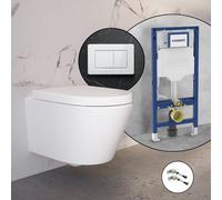 Pack complet WC suspendu evineo ineo avec plaque de déclenchement Viverso v801 et bâti-support Geberit,, BE0509WH+VU8001GW#SET#NEW,