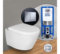 Pack complet WC suspendu evineo ineo et bâti-support neeos,, BE0509WH+16791CR#SET,