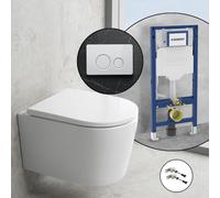 Pack complet WC suspendu neoro n50 avec plaque de déclenchement Viverso v800 et bâti-support Geberit,, BN0510WH+VU8000GW#SET#NEW,