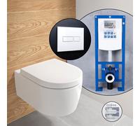 Pack complet WC suspendu Villeroy & Boch Embrace avec DirectFlush et bâti-support autoportant neeos,, 5C24R0R1+16601WH+90724K,
