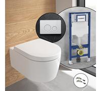 Pack complet WC suspendu Villeroy & Boch Embrace avec plaque de déclenchement Viverso v800 et bâti-support Geberit,, 5C24R0R1+VU8000GW#SET#NEW,