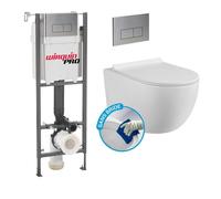 Pack Complet WC - WIRQUIN PRO - INITIO - Cuvette Noir Matt Suspendue - Sans Bride - Abattant UltraFin