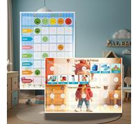 Pack Comportement et Routine - 59 Pictogrammes Plastifiés - Tableaux Routines Enfant Émotions Personnalisable - Style Tiko