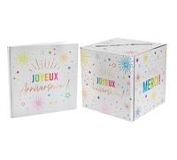 Pack Comprenant 1 Tirelire urne avec 1 Livre d'or Joyeux Anniversaire - Merci - Multicolore Blanc