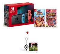 Pack Console Nintendo Switch Néon + 2 Jeux Street Fighter + Flash Led Offert
