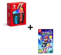 Pack : Console Nintendo Switch OLED Néon + Mario + Lapins Crétins : Sparks of Hope Jeu Switch