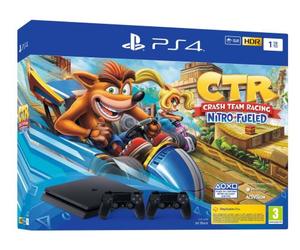 Pack Console Sony PS4 Slim 1 To Noir + Crash Team Racing Nitro Fueled + 2ème manette