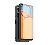 Pack Coque arrière semi-rigide Made For Xiaomi pour Redmi 13C Noir + Protège-écran en verre trempé Transparent
