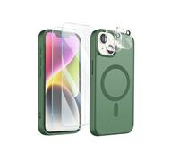 Pack Coque intégrale MagSafe pour iPhone 14 - 2 Verres Trempés - 2 Protection Caméra - Vert foncé