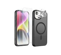 Pack Coque MagSafe iPhone 14 - 2 Verres Trempés et 2 Films Protection Caméra - Noir