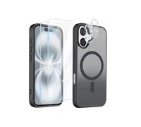 Pack Coque MagSafe iPhone 16 - 2 Verres Trempés et 2 Films Protection Caméra - Noir