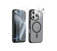 Pack Coque MagSafe iPhone 16 Pro - 2 Verres Trempés et 2 Films Protection Caméra - Noir