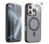 Pack Coque MagSafe iPhone 16 Pro avec 2 Verres Trempés et 2 Protection Caméra Noir