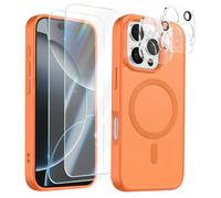 Pack Coque MagSafe iPhone 16 Pro avec 2 Verres Trempés et 2 Protection Caméra Orange