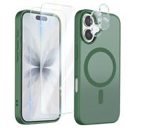 Pack Coque MagSafe iPhone 17 avec 2 Verres Trempés et 2 Protection Caméra Vert foncé