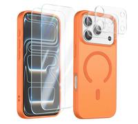 Pack Coque MagSafe iPhone 17 Pro avec 2 Verres Trempés et 2 Protection Caméra Orange