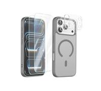 Pack Coque MagSafe iPhone 17 Pro Max - 2 Verres Trempés - 2 Films Caméra - Gris