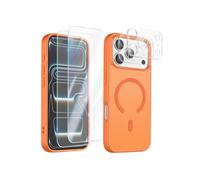 Pack Coque MagSafe iPhone 17 Pro Max - 2 Verres Trempés et 2 Verres Caméra - Orange