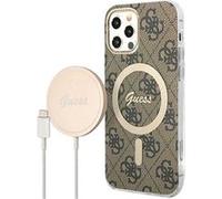 Pack Coque MagSafe Motif 4G pour iPhone 12 / 12 Pro et Chargeur sans fil 15W Guess Marron Marron G