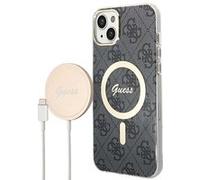 Pack Coque MagSafe Motif 4G pour iPhone 14 Plus et Chargeur sans fil 15W Guess Noir Noir G