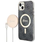 Pack Coque MagSafe Motif 4G pour iPhone 14 Plus et Chargeur sans fil 15W Noir