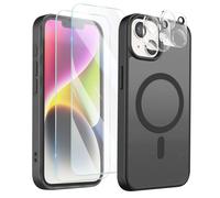 Pack Coque MagSafe pour iPhone 14 avec 2 Verres Trempés et 2 Protection Caméra Noir