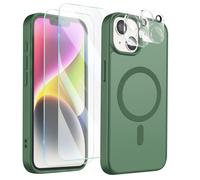 Pack Coque intégrale MagSafe pour iPhone 14 - 2 Verres Trempés - 2 Protection Caméra - Vert foncé