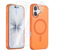 Pack Coque MagSafe pour iPhone 17 avec 2 Verres Trempés et 2 Protection Caméra Orange
