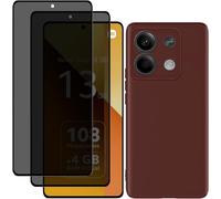 Pack Coque Silicone Souple + 2 Verres Trempés Anti-Espion Pour Xiaomi Redmi Note 13 5g - Découpes Précises - Rouge