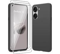 Pack Coque Silicone Tpu Ultra-Fine Anti-Choc Anti-Rayures Pour Asus Zenfone 9/Zenfone 10 + 3 Protecteurs Écran Verre Trempé ¿ Slim, Léger, Accès Complet Aux Ports