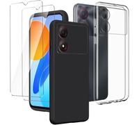 Pack Coque Souple Tpu Pour Zte Blade A34 (6,6"") ¿ 1 Transparente + 1 Noire + 2 Protège-Écrans Verre Trempé, Coupe Précise, Anti-Rayures, Haute Sensibilité Tactile