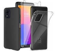 Pack Coque Tpu Souple Anti-Rayures Pour Alcatel 1b 2022 (5031g) - Transparent + Noir + 2 Verres Trempés 9h